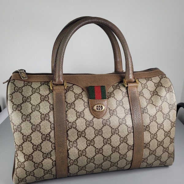 GUCCI Bag. Vintage Gucci Ophidia brown monogram Boston bag.