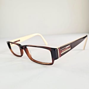Red Or Dead Vintage Eyeglasses Frame Brown Cream 90s 00s Rectangular Designer Glasses Small Fit