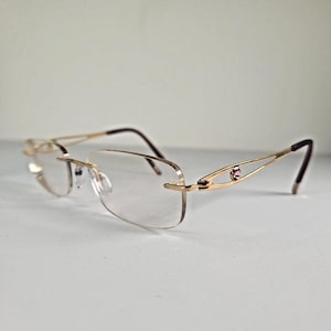 Vintage Silhouette 4357 Rimless Titanium Eyeglasses Gold Purple Women&#39;s Designer Frames 53-17-135 Lightweight Minimalist