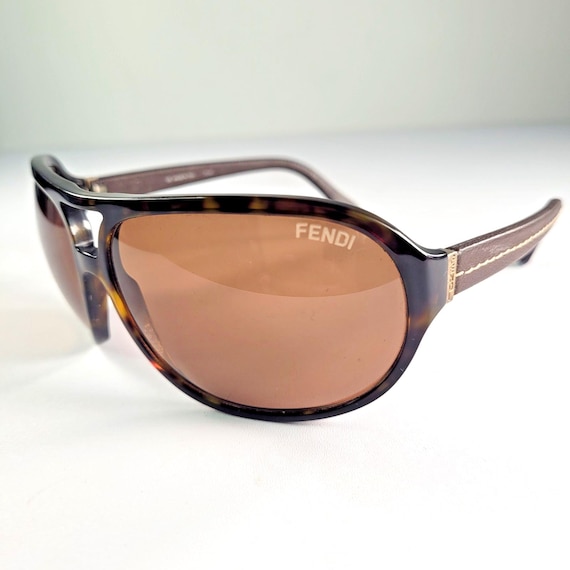 Fendi Y2K Pilot Style Sunglasses Tortoiseshell Frame Brown Lenses