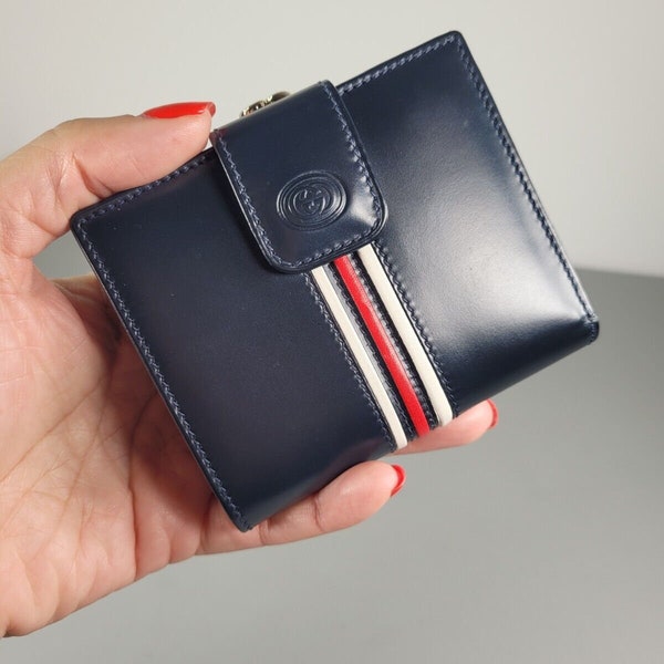 GUCCI Wallet. Vintage Gucci Ophidia navy blue leather wallet.