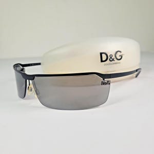 Authentic Y2K Dolce Gabbana DG2125 Black Shield Wrap Sunglasses 2004 Italy Designer Vintage Eyewear Mirrored Lenses Case Certificate