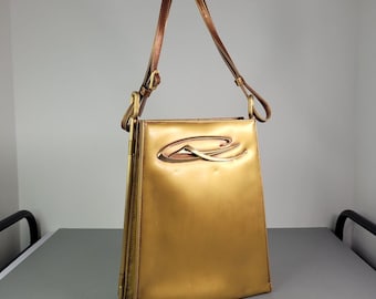 Zeldzame Christian Lacroix vintage gouden schoudertas | Metallic designertas | Gemaakt in Frankrijk