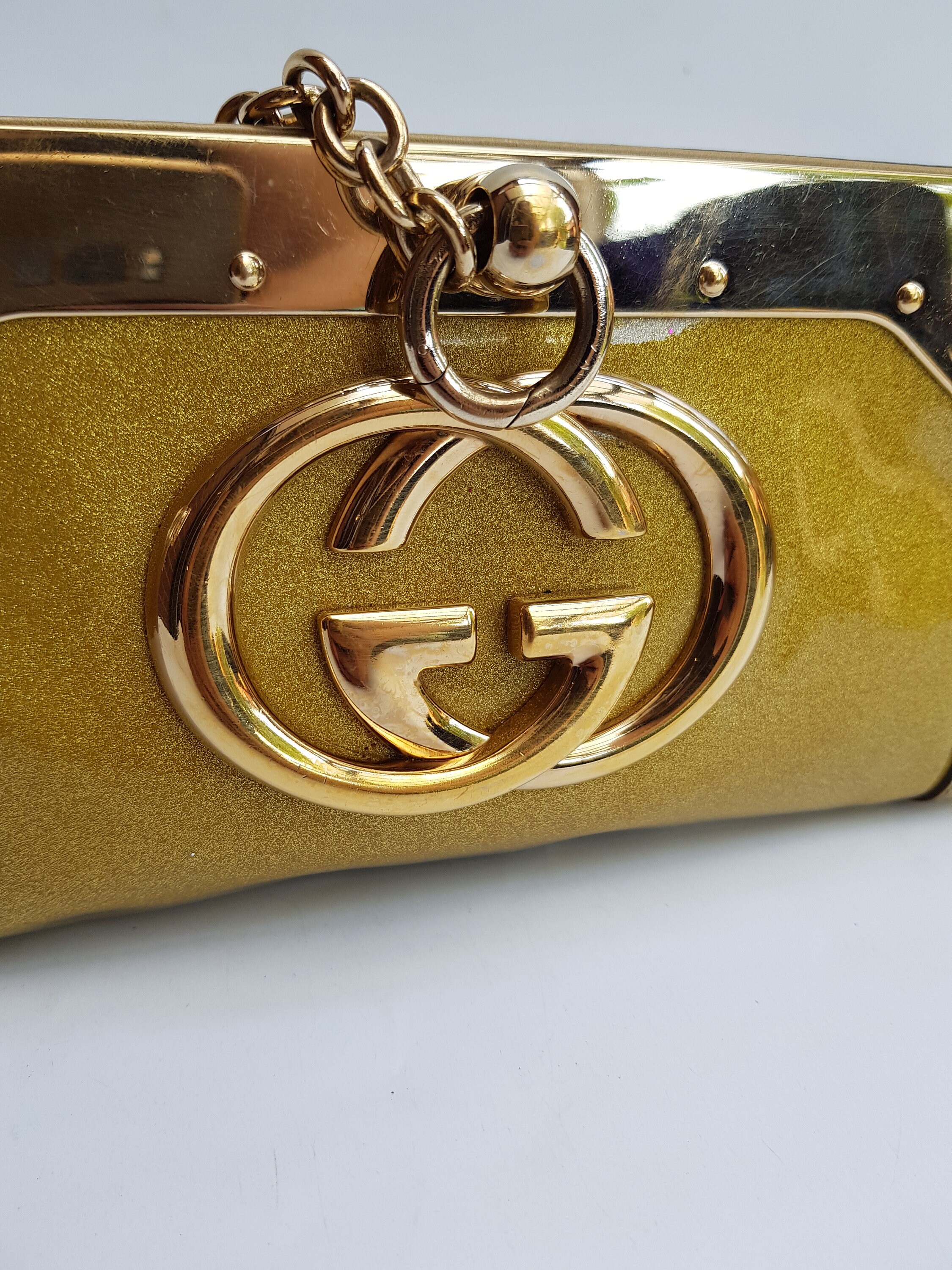 GUCCI Bag. Authentic Gucci Vintage Gold Clutch Bag with a Etsy