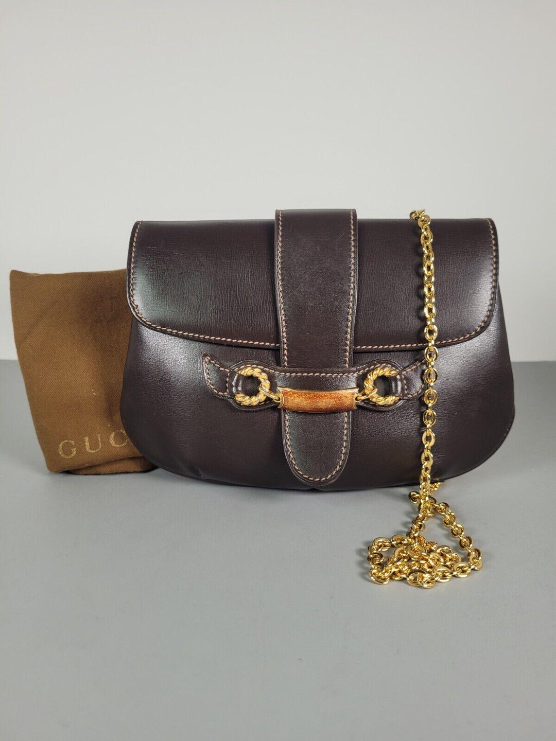 GUCCI Bag. Vintage Gucci Brown Leather Crossbody Bag. Etsy