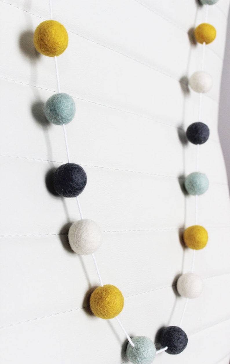 Gender Neutral Felt Ball Garland Duckegg Mustard White and Etsy