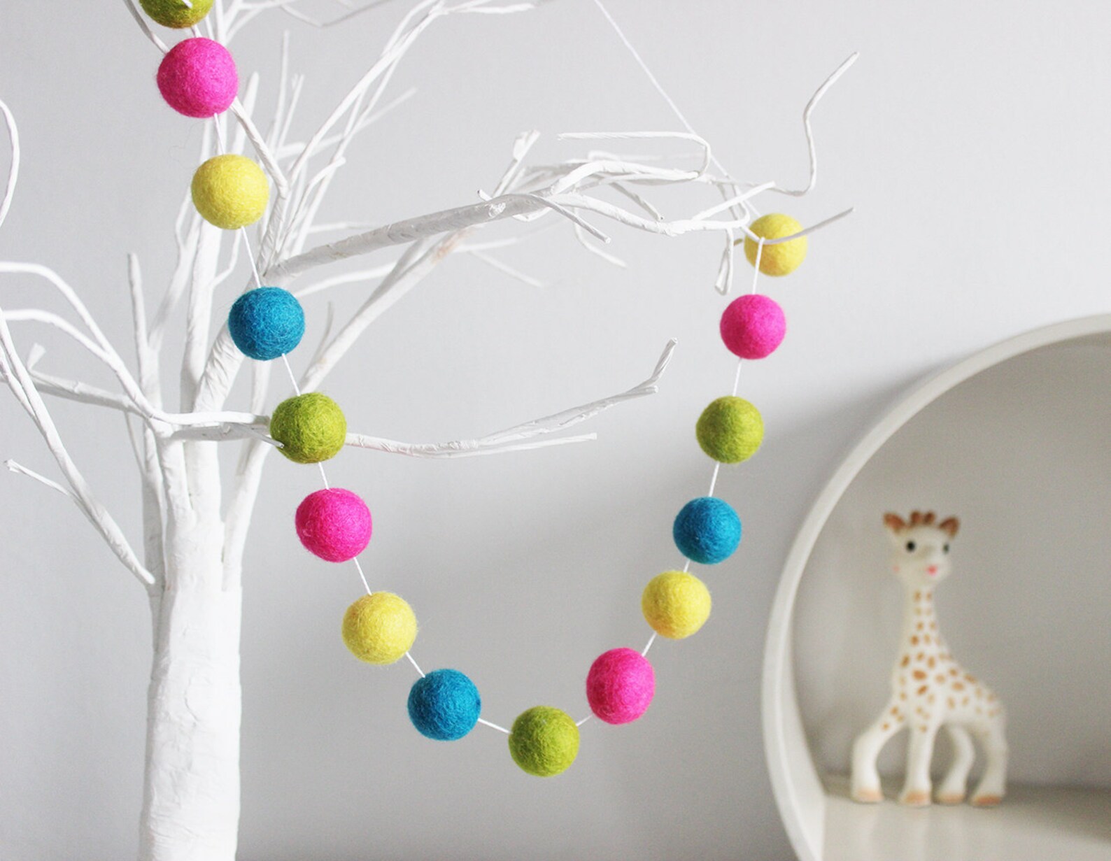 Neon Garland Felt Ball Garland Pom Pom Garland Kids Party Etsy UK