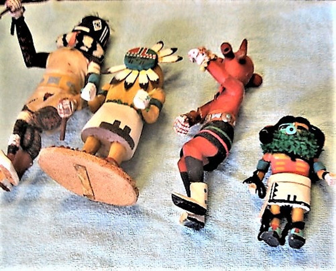 4 Vintage Kachina Dolls Native American Wooden Kachinas Etsy