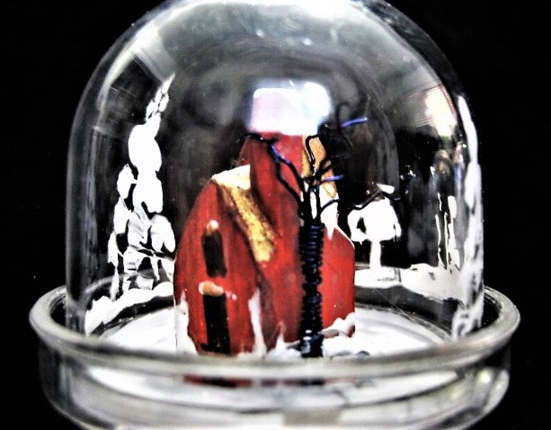 Miniature Hand Made Winter Homes Under Domes Ornaments