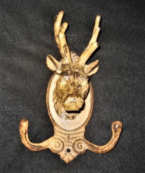 Sale! Cast Iron Deer Double Wall Hook Rustic Woodland Decorative Hooks