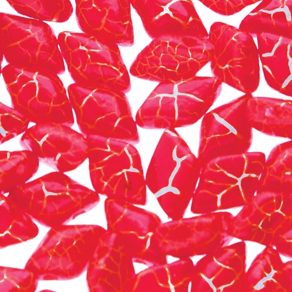 GEMDUO Beads, 2 Hole, 5mm x 8mm, Ionic Red/White, sold in units of approx 10 gms.