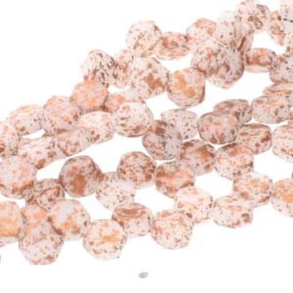 HONEYCOMB Beads, 2 Hole, 6mm, Copper Splash Chalk, sold in units of 60 beads.