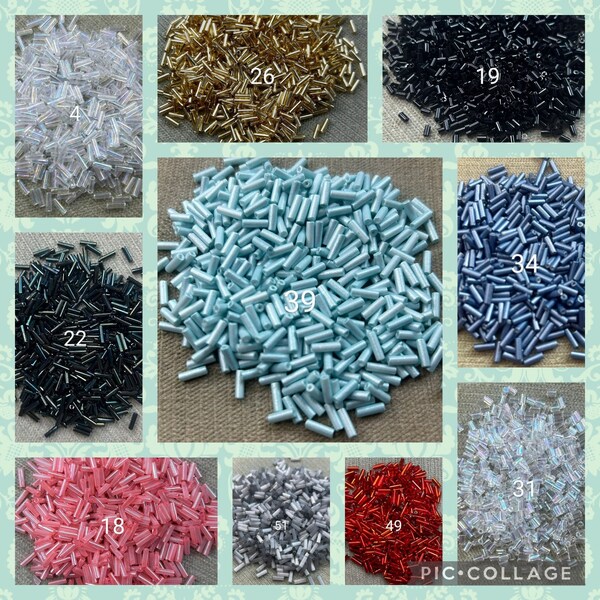 BARGAIN MIYUKI/MATSUNO Bugle Bead Pack, 20 gms each of 10 colours. Pack B. See Picture & Description For Colours