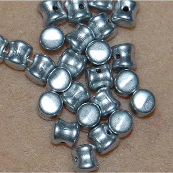 PELLET Beads, Preciosa, 4mm x 6mm, Matte Silver, 00030/01700, sold in units of 60 beads.
