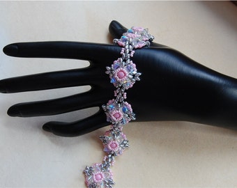 Tutorial para fazer a pulseira 'Monte Etna', usando miçangas, Superduo, pérolas e pirâmides.