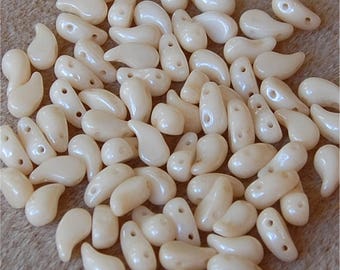 ZOLIDUO LEFT Beads, 2 Hole, 5mm x 8mm, Alabaster Champagne Luster, 02010/14413, sold in units of 75 beads.