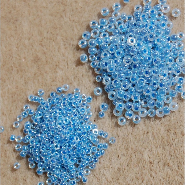 SEED Beads, Miyuki, 2 sizes in one unit, Dark Sky Blue Ceylon , 545, approx 20 gms size 11 and 10 gms size 15, a total of approx 30 gms.