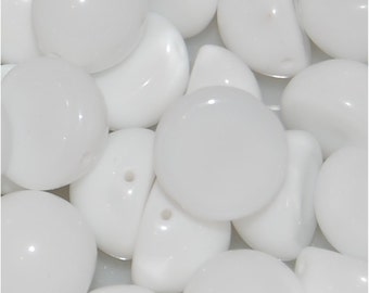 DOME Beads, 14mm x 8mm, Alabaster Chalk White, 03000, sold in units of 20 beads.