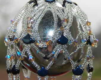 TUTORIAL &#39;JOYFUL&#39;,  Bauble Cover, Features Ginko beads, 4mm Crystals, and Size 11 Seed Beads.