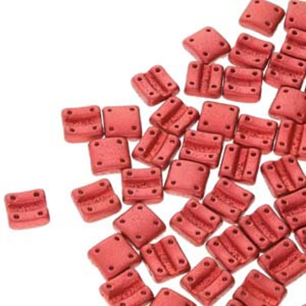 Fixer Beads with vertical holes, Chalk Lava Red, sold in units of approx 10 gms.