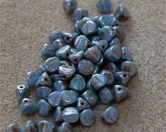 ILOS Beads, ®Par Puca®, 0.5mm x 0.5mm, Opaque Mix Blue/Green Ceramic Look, 03000/65431, sold in units of approx 10 gms.