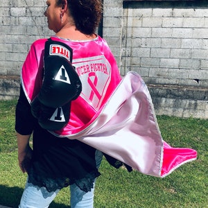 Cancer Fighter Superhero Cape | Satin, Metallic Applique, Kids/Adult Sizes