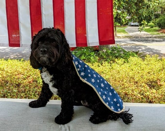 Dog Patriotic Superhero Cape | Pet USA Super Hero Costume | July 4th Dog Costume Cape