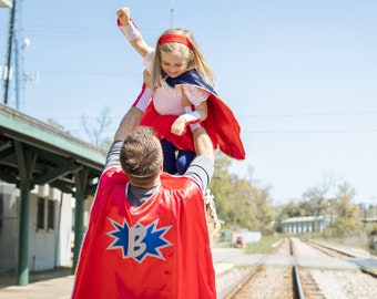 Adult Personalized Superhero Cape | Custom Super hero Cape with emblem and initial