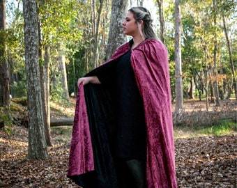 Adult Reversible Hooded Cloak | Double-sided Medieval Cape with Hood, Princess, Viking, King, Knight Cloak, Cosplay, LARP