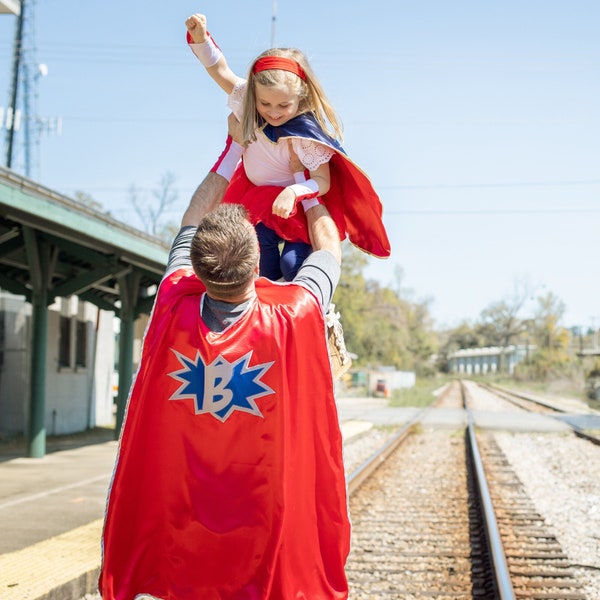 Adult Personalized Superhero Cape | Custom Super hero Cape with emblem and initial