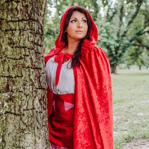Little Red Riding Hood Cloak | Red Hooded Cloak with ribbon tie | Red Cape with Hood | Adult and Kid sizes