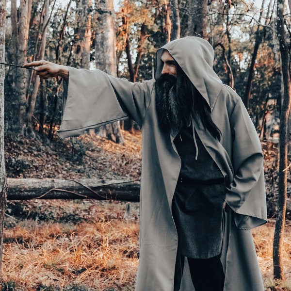 Adult Hooded Robe with Sleeves | Medieval Wizard Cloak, Monk, Shepherd Robe, Renaissance  Cosplay Cape, LARP Costume