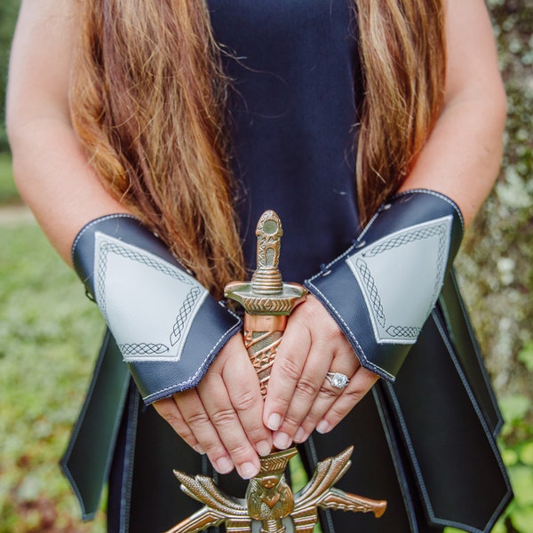 Custom Medieval Bracers | Personalized Faux Leather Barbarian Gauntlets, Viking Gladiator Leather Wristbands, Kids and Adult