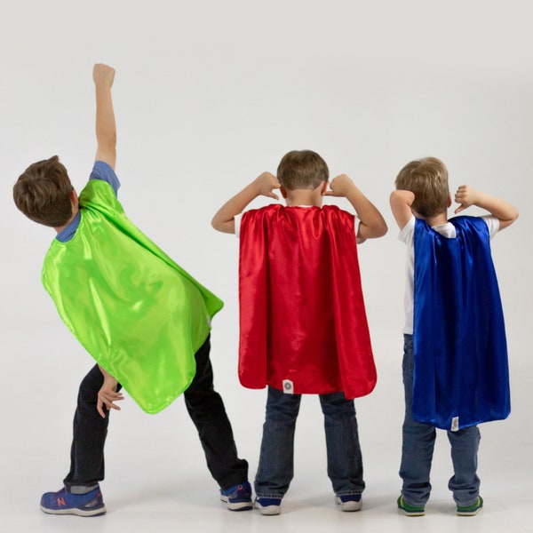 Kid's Superhero Cape - Child Super Hero Cape - Bulk Discounts - Wholesale Party Packs - Red, Blue, Green, Purple, Orange, and more.