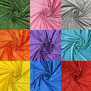 May include: A collection of nine fabric swatches in various colors, including green, pink, gray, orange, purple, blue, yellow, and red. Each swatch is made of a soft, velvety material and is arranged in a grid pattern.