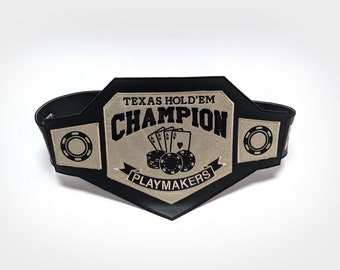 Texas Hold'em Champion Wrestling Belt | Personalized, Custom Poker Tournament Trophy Costume Belt