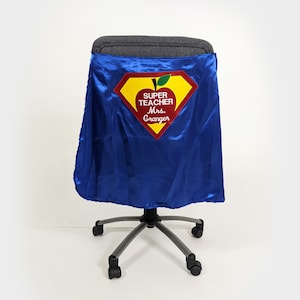 Super Teacher Chair Superhero Cape | Super hero Cape for Teacher of the month, Classroom Hero cape on back of seat