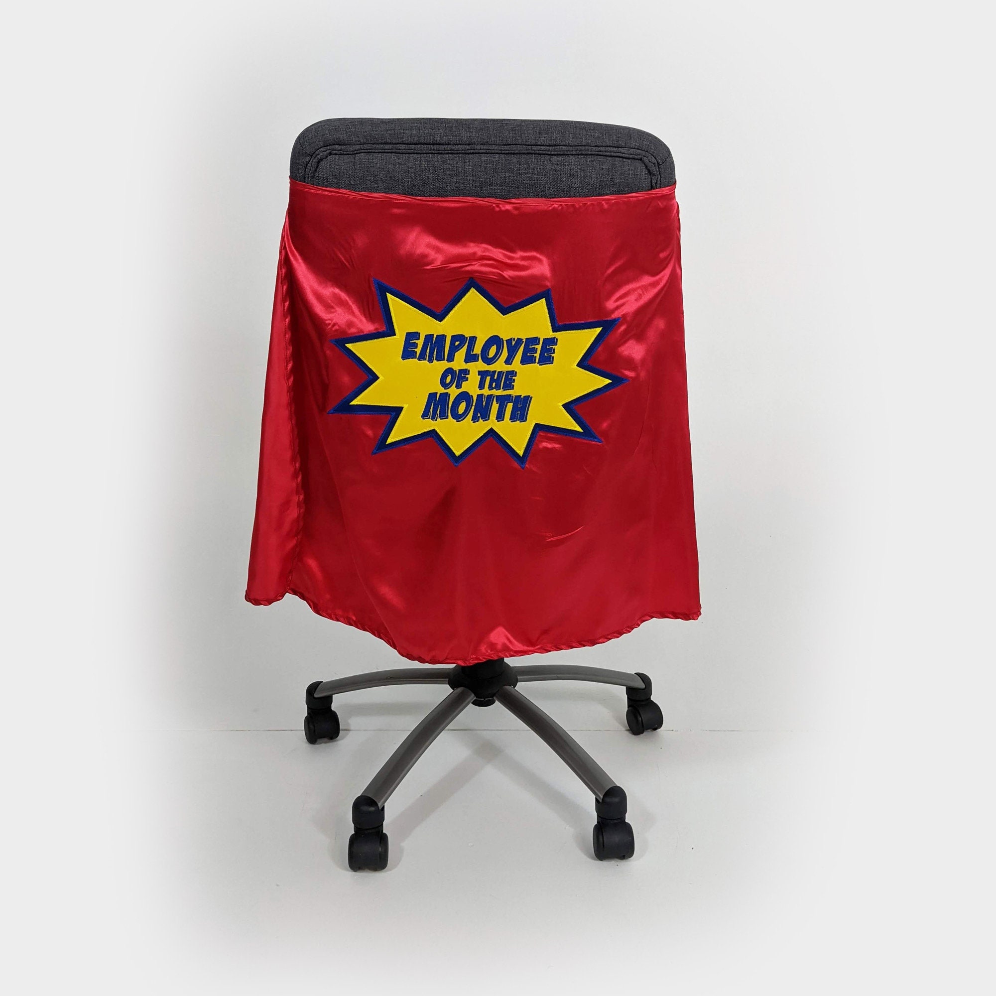 Employee of the Month Chair Superhero Cape | Super hero Cape for Best Employee, Office Hero cape on back of seat