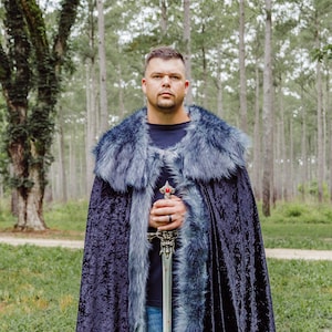 Game of Thrones Cloak with Faux Fur Mantle and Metal Clasp Viking Cape with Shag Fur Trim Medieval Barbarian Cloak image 5