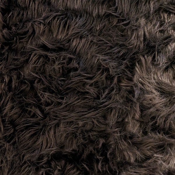 Brown Shag Faux Animal Fur by the Yard | 58" Roll Long Pile Soft Fake Fur for DIY crafts, costumes, Fur Coats, Clothing, and Blankets