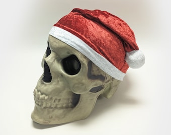 Large Skeleton Santa Hat | 44 Inch Home Depot Skull Santa Hat for 12 Foot Halloween Skeleton Santa Hat