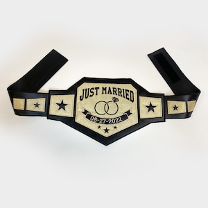 Just Married Wrestling Belt | Personalized Custom Wedding Championship Trophy Costume Belt