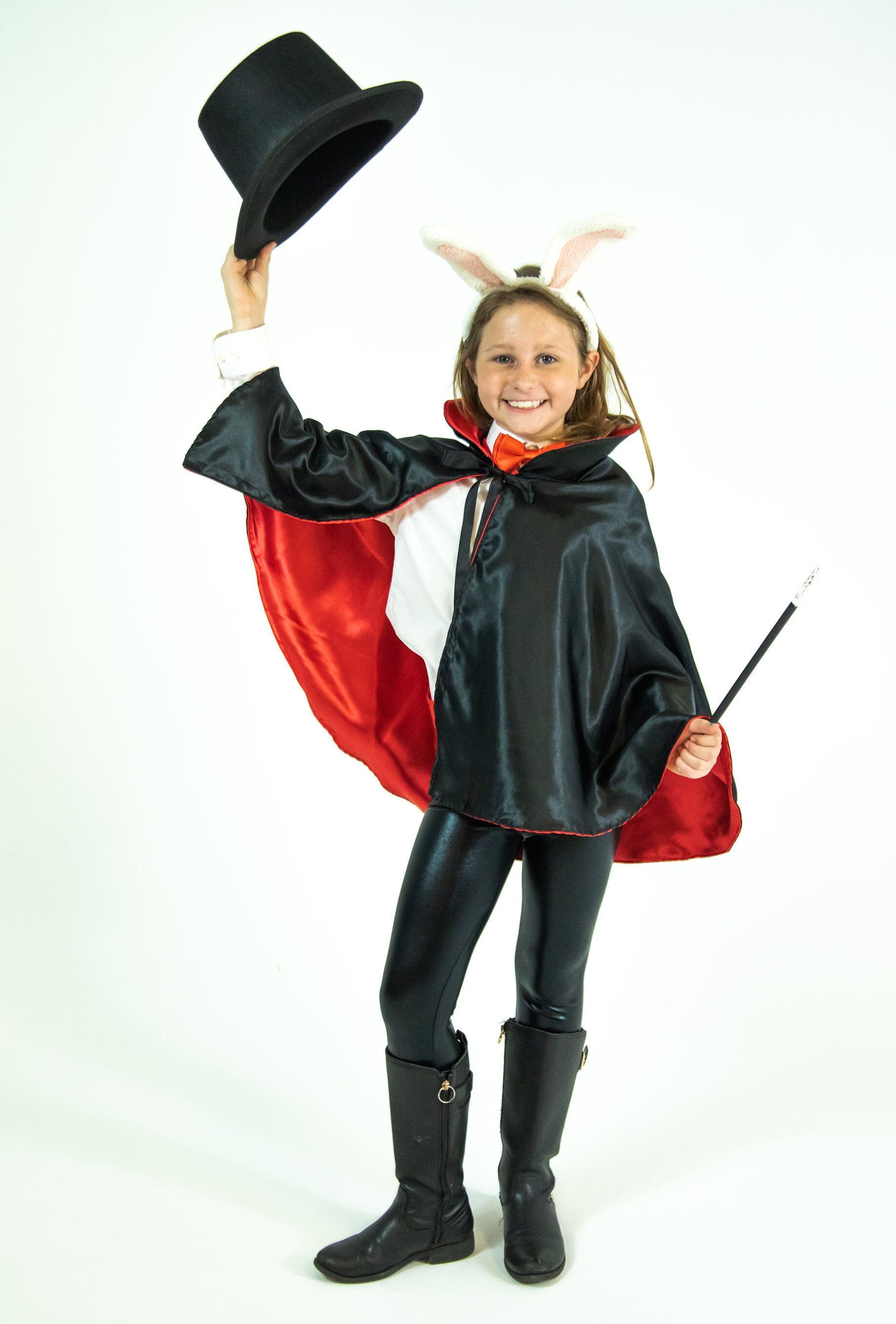 NHYDZSZ Cape du Magicien d'halloween,Cape De Sorcier pour Enfants Sorcière Cape avec Chapeau avec citrouille sac à bonbons,Manteau De Magicien Cosplay Costume pour Enfants Garcons Filles