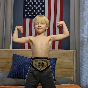 World Champion Gold Wrestling Belt | Custom Personalized Champ Wrestler Costume Belt | Cornhole, Fantasy Football trophy belt