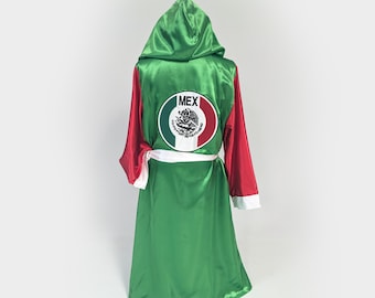 Mexican Patriotic Satin Boxing Robe | Custom Fighter Costume