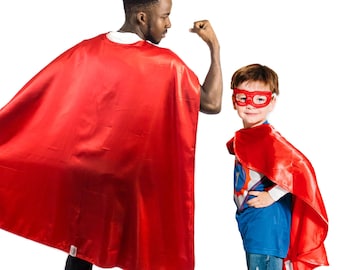 39" Child Red Superhero Cape & Mask Costume Set ~ HALLOWEEN KIDS COSTUME PARTY