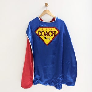 Personalized Super Coach Superhero Cape | Custom Super Hero Coach Costume Cape