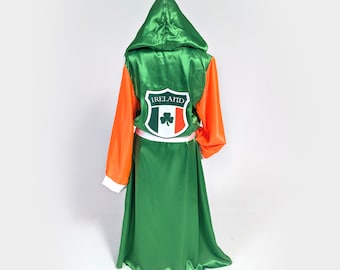 Irish Boxing Robe | Satin Fighter Costume, Green & Orange