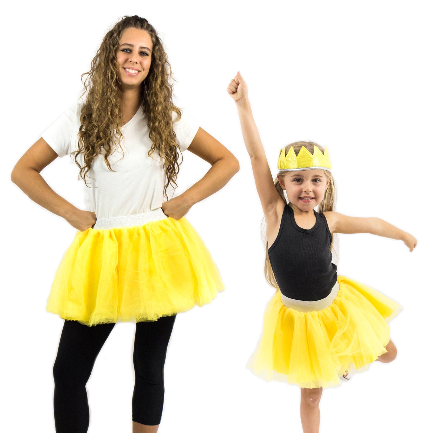 Yellow Tulle Tutu, Princess Ballerina Costume, Metallic Silver Waistband