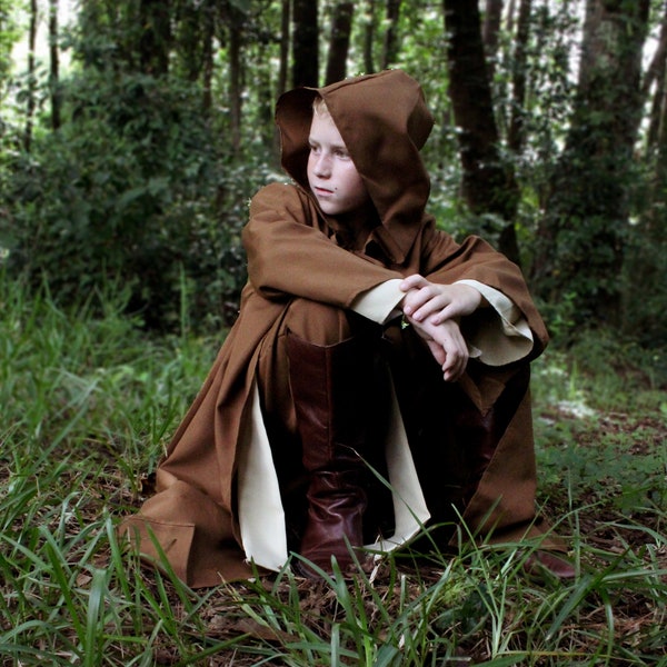 Hooded Robe with Sleeves | Medieval Wizard Cloak, Fantasy, Monk, Shepherd Robe, Renaissance  Cosplay Cape, LARP Costume